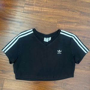 Adidas crop top tee cropped 3 stripe